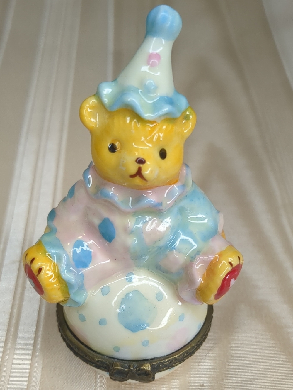 3/$15 Vintage 90s Ceramic Clown Bear Ring Trinket Holder Cute Collectible